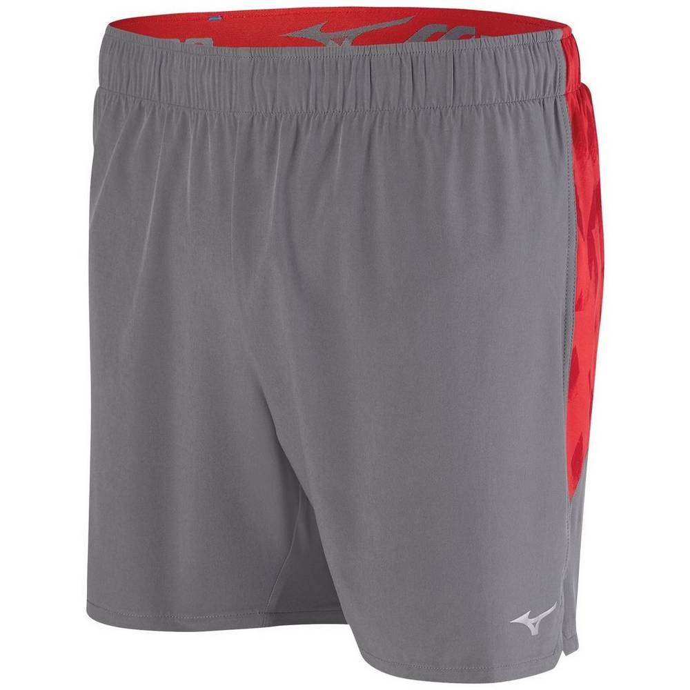 Panske Šortky Mizuno Alpha 5.5" Bezecke Siva/Červené Vypredaj GHTC46938